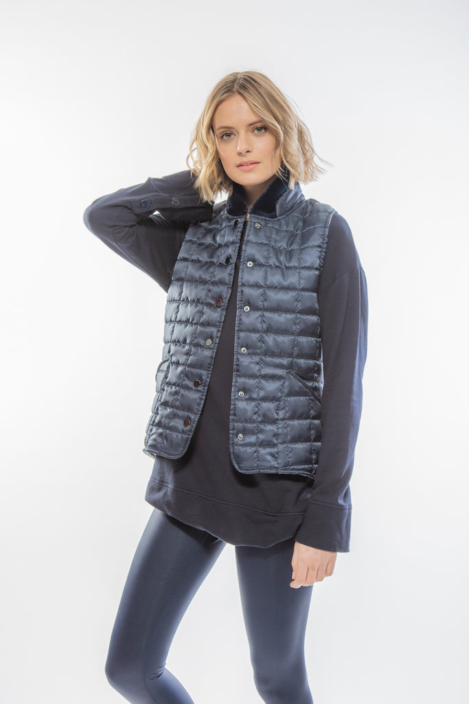 Quilted Puffer With Fur Trim Collar Vest for women 